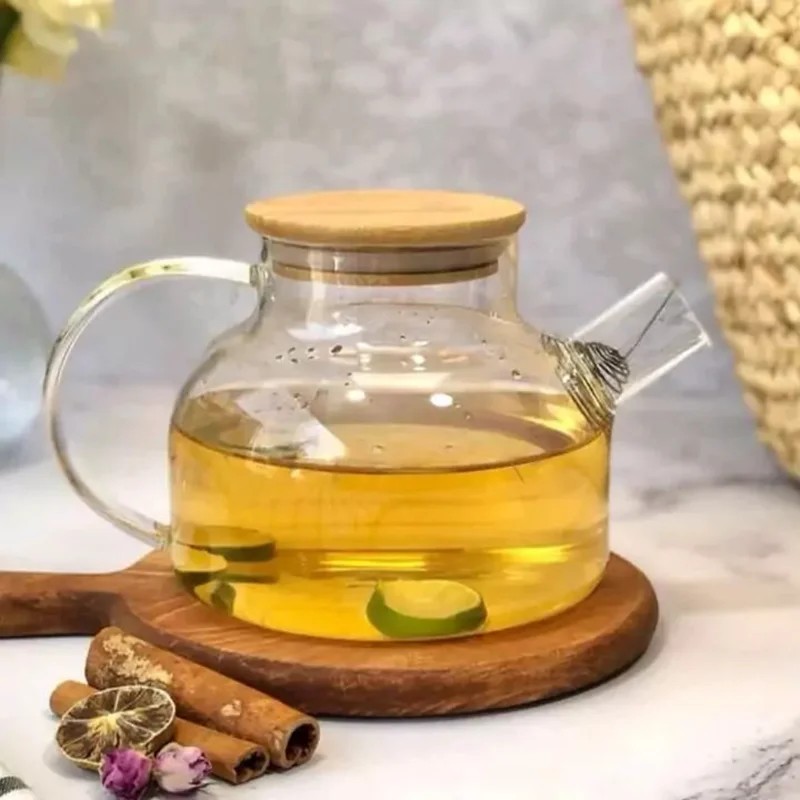 قوری پیرکس درب بامبو یک لیتری
